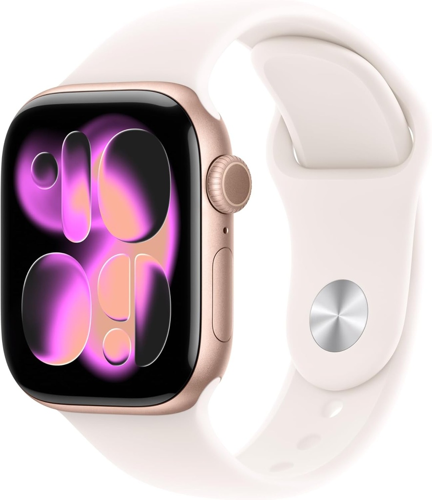 Apple Watch Series 11 [GPS 42mm] Smartwatch with Rose Gold Aluminum Case with Light Blush Sport Band - S/M
