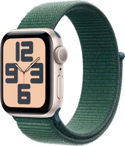 [AppleMXEH3LL/A] Apple Watch SE 2nd Generation GPS 40mm Aluminum Case with Lake Green Sport Loop - Starlight 
