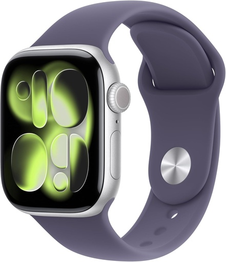[AppleMEU64LW/A] Apple Watch Series 11 [GPS 42mm] Smartwatch with Silver Aluminum Case with Purple Fog Sport Band - S/M